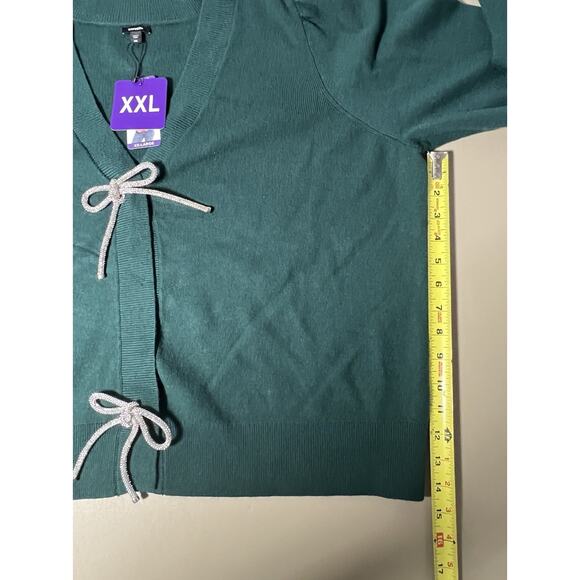 Express Bow Cardigan Women’s XXL June Bug Long Sleeve 2 Snap - Picture 12 of 12
